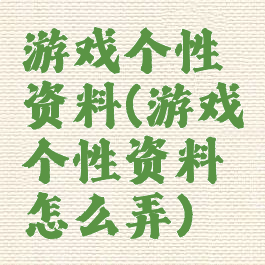 游戏个性资料(游戏个性资料怎么弄)