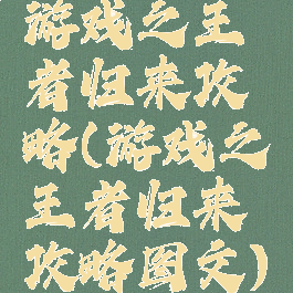 游戏之王者归来攻略(游戏之王者归来攻略图文)