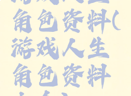 游戏人生角色资料(游戏人生角色资料大全)