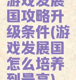 游戏发展国攻略升级条件(游戏发展国怎么培养到最高)