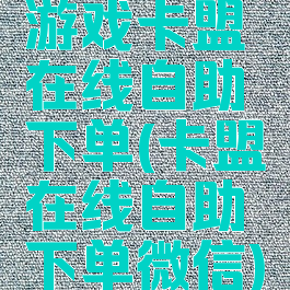 游戏卡盟在线自助下单(卡盟在线自助下单微信)
