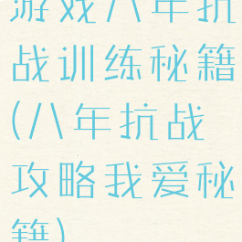 游戏八年抗战训练秘籍(八年抗战攻略我爱秘籍)
