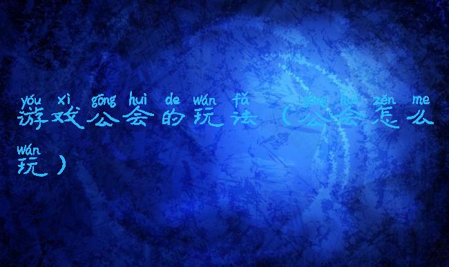 游戏公会的玩法(公会怎么玩)