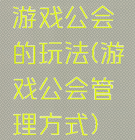 游戏公会的玩法(游戏公会管理方式)