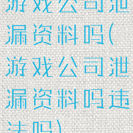 游戏公司泄漏资料吗(游戏公司泄漏资料吗违法吗)