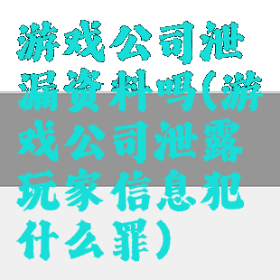 游戏公司泄漏资料吗(游戏公司泄露玩家信息犯什么罪)