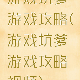 游戏坑爹游戏攻略(游戏坑爹游戏攻略视频)