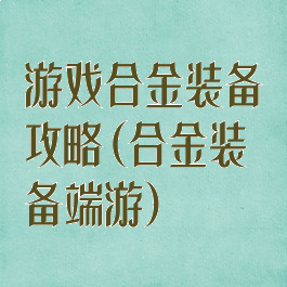 游戏合金装备攻略(合金装备端游)