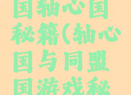 游戏同盟国轴心国秘籍(轴心国与同盟国游戏秘籍)