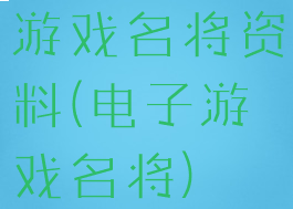 游戏名将资料(电子游戏名将)