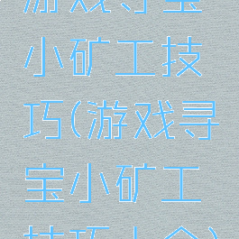 游戏寻宝小矿工技巧(游戏寻宝小矿工技巧大全)