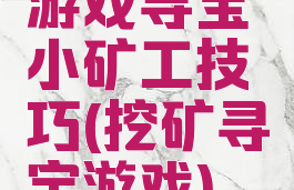 游戏寻宝小矿工技巧(挖矿寻宝游戏)