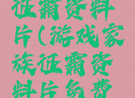 游戏家族征霸资料片(游戏家族征霸资料片免费观看)