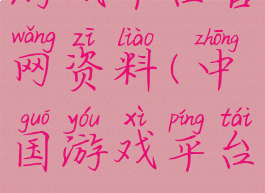 游戏平台官网资料(中国游戏平台)