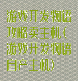 游戏开发物语攻略卖主机(游戏开发物语自产主机)