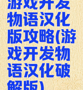 游戏开发物语汉化版攻略(游戏开发物语汉化破解版)