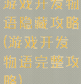 游戏开发物语隐藏攻略(游戏开发物语完整攻略)