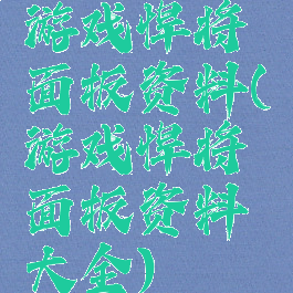 游戏悍将面板资料(游戏悍将面板资料大全)