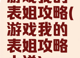 游戏我的表姐攻略(游戏我的表姐攻略小说)