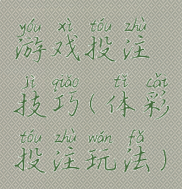 游戏投注技巧(体彩投注玩法)