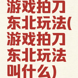 游戏拍刀东北玩法(游戏拍刀东北玩法叫什么)