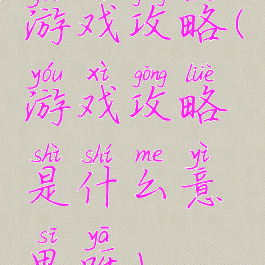 游戏攻略(游戏攻略是什么意思呀)