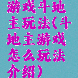 游戏斗地主玩法(斗地主游戏怎么玩法介绍)