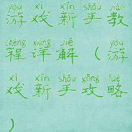 游戏新手教程详解(游戏新手攻略)