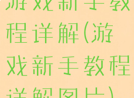 游戏新手教程详解(游戏新手教程详解图片)