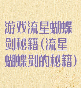 游戏流星蝴蝶剑秘籍(流星蝴蝶剑的秘籍)