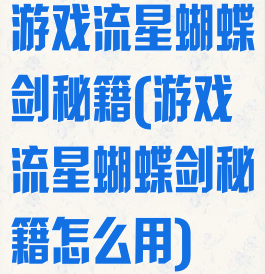 游戏流星蝴蝶剑秘籍(游戏流星蝴蝶剑秘籍怎么用)