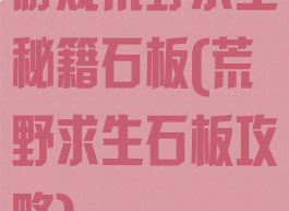 游戏荒野求生秘籍石板(荒野求生石板攻略)