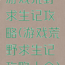 游戏荒野求生记攻略(游戏荒野求生记攻略大全)