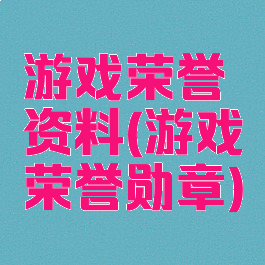 游戏荣誉资料(游戏荣誉勋章)