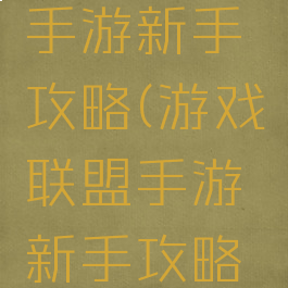 游戏联盟手游新手攻略(游戏联盟手游新手攻略大全)