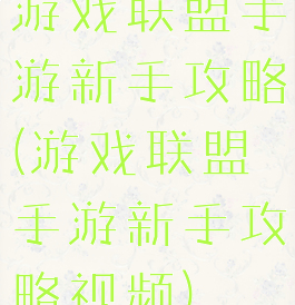 游戏联盟手游新手攻略(游戏联盟手游新手攻略视频)