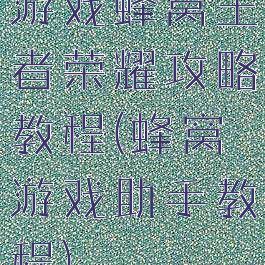 游戏蜂窝王者荣耀攻略教程(蜂窝游戏助手教程)