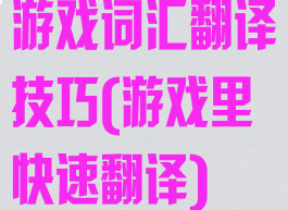 游戏词汇翻译技巧(游戏里快速翻译)