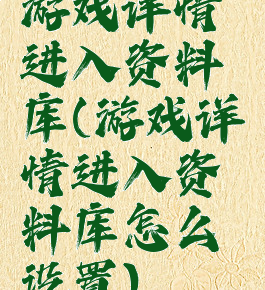 游戏详情进入资料库(游戏详情进入资料库怎么设置)