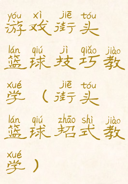 游戏街头篮球技巧教学(街头篮球招式教学)