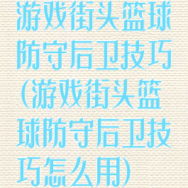 游戏街头篮球防守后卫技巧(游戏街头篮球防守后卫技巧怎么用)