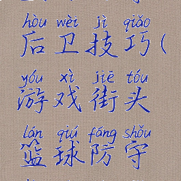 游戏街头篮球防守后卫技巧(游戏街头篮球防守后卫技巧攻略)