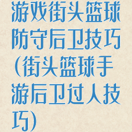 游戏街头篮球防守后卫技巧(街头篮球手游后卫过人技巧)