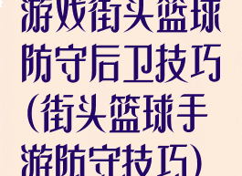游戏街头篮球防守后卫技巧(街头篮球手游防守技巧)