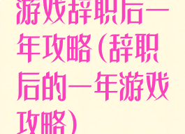游戏辞职后一年攻略(辞职后的一年游戏攻略)