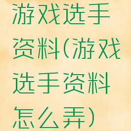 游戏选手资料(游戏选手资料怎么弄)