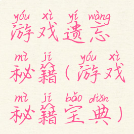 游戏遗忘秘籍(游戏秘籍宝典)