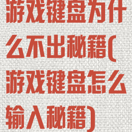 游戏键盘为什么不出秘籍(游戏键盘怎么输入秘籍)