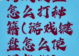 游戏键盘怎么打秘籍(游戏键盘怎么使用教程)