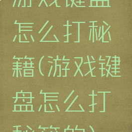 游戏键盘怎么打秘籍(游戏键盘怎么打秘籍的)